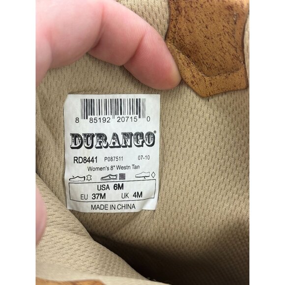 Durango Ankle Boots 8" Womens Size 6M Western Tan Crush RD8441 - Picture 2 of 8